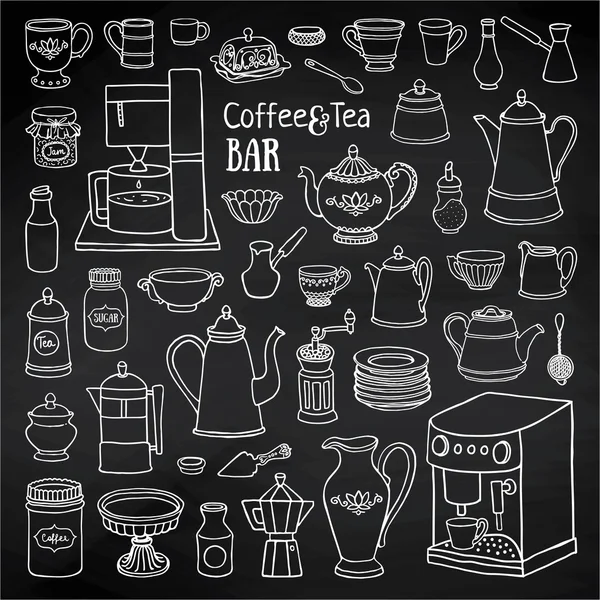 Ensemble de café et thé pour bar — Image vectorielle