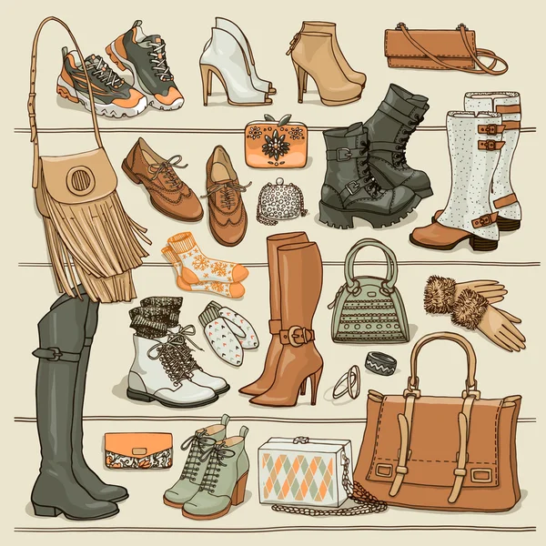 Vrouwelijke mode accessoires collectie — Stockvector