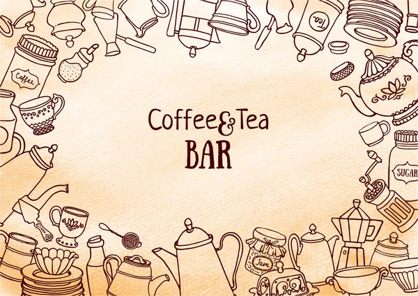 Banner de diseño de café y té — Vector de stock