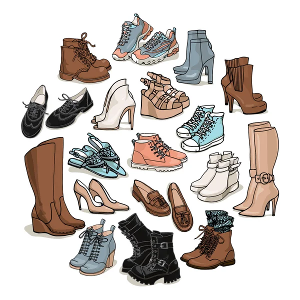 Ensemble de mode de chaussures féminines — Image vectorielle