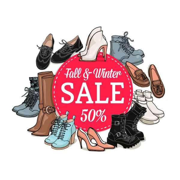Zapatos femeninos venta banner — Vector de stock