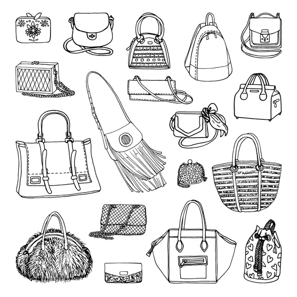 Conjunto de accesorios de bolsos femeninos — Vector de stock