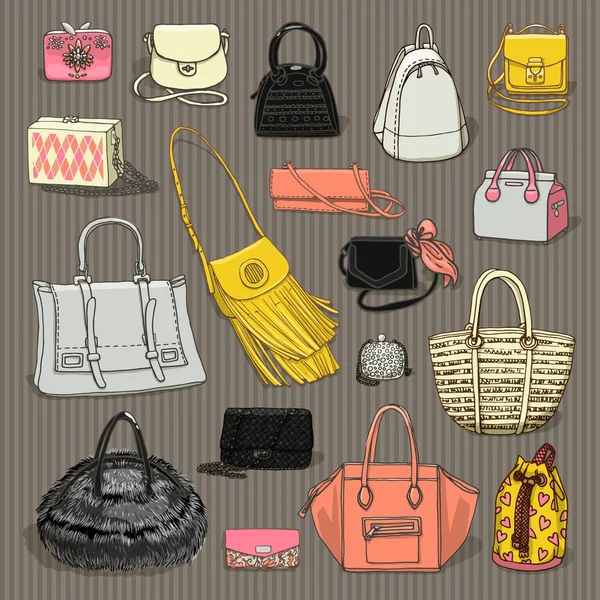 Ensemble de sacs de mode féminine — Image vectorielle