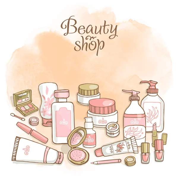 Fond de boutique de beauté — Image vectorielle