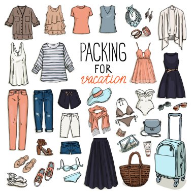 Summer travel luggage clipart