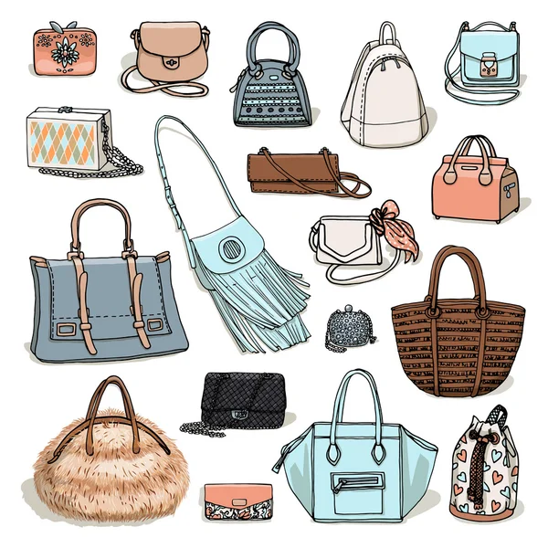 Conjunto de bolsas femeninas — Vector de stock