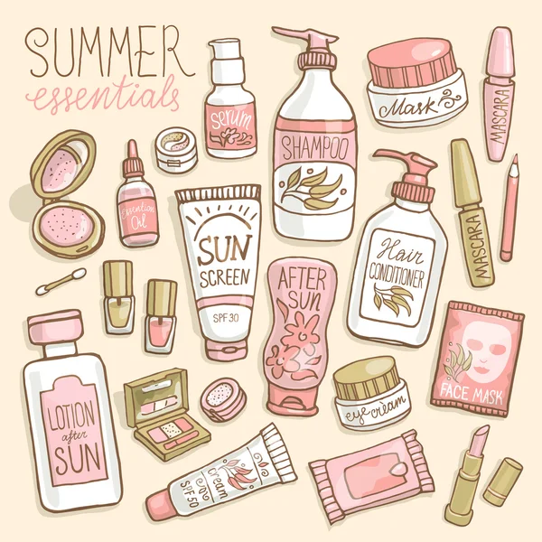 Set maquillage et cosmétiques — Image vectorielle