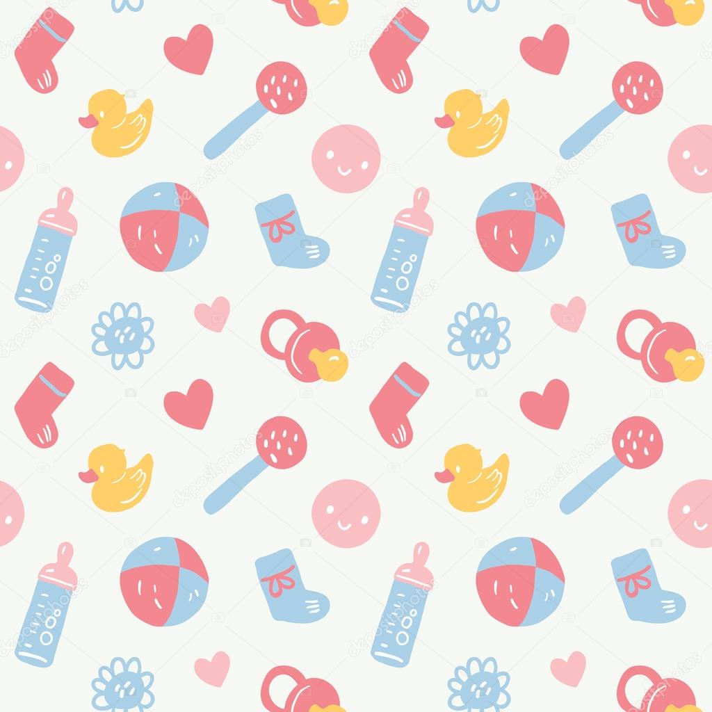 pattern with cartoon baby icons