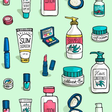 make up and cosmetics icons pattern