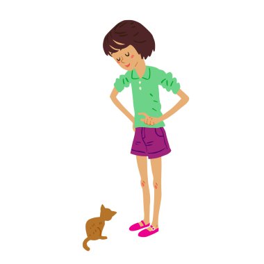 kedi ile konuşurken kız