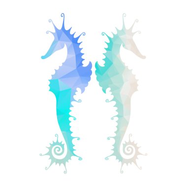blue seahorses symbol clipart