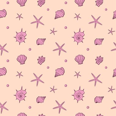 Deniz kabukları ve yıldız desen