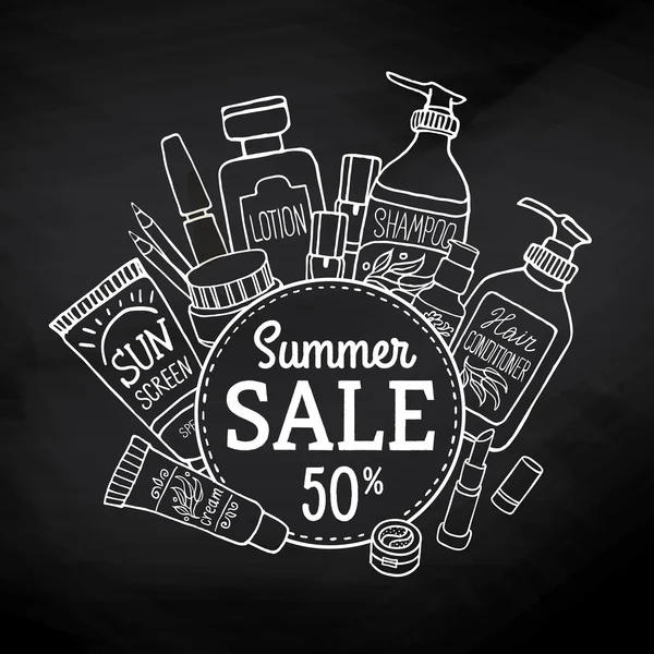 Sale banner of make up and cosmetics — 图库矢量图片