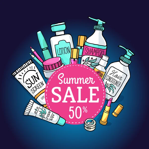 Sale banner of make up and cosmetics — 图库矢量图片