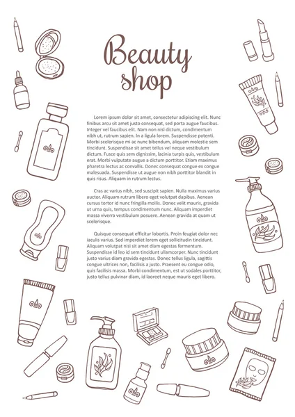 Cosmétique, brochure produits de maquillage — Image vectorielle