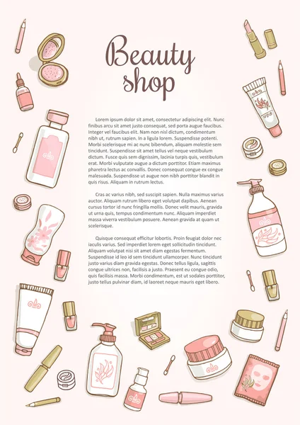 Cosmetics, make-up products brochure — Stock vektor