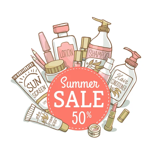 Sale banner of make up and cosmetics — Stockvector