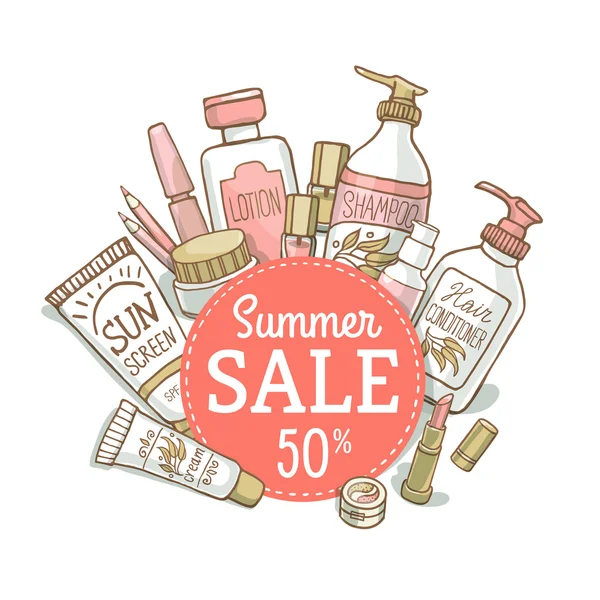 Sale banner of make up and cosmetics — Stockový vektor