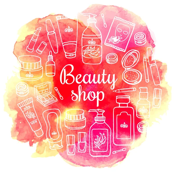 Maquillaje, tarjeta de cosméticos — Vector de stock