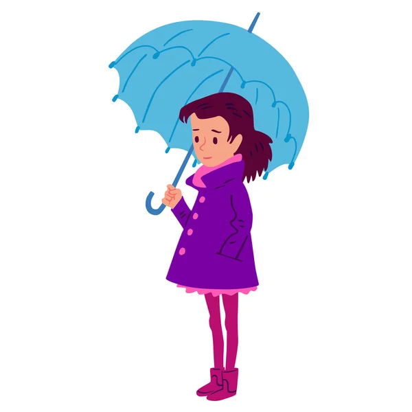 Cartoon Mädchen mit Regenschirm — Stockvektor