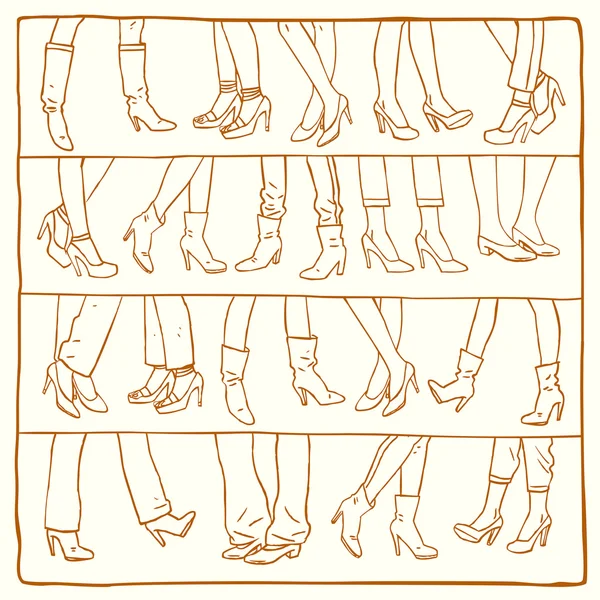 Ensemble de femmes, jambes de femmes — Image vectorielle