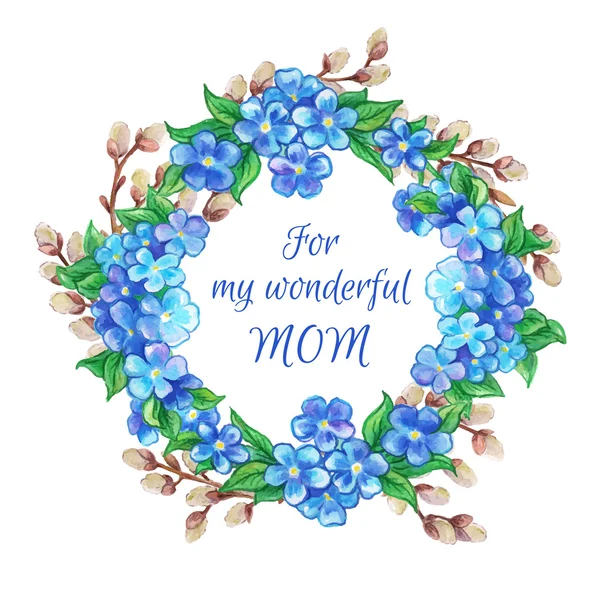 Anneler Günü çiçekler ile yazı — Stok Vektör