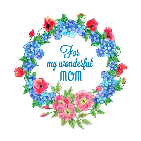 Lettrage de la fête des mères avec des fleurs — Image vectorielle