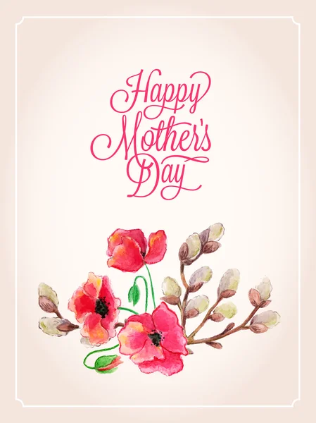 Tarjeta de día de las madres con flores — Vector de stock