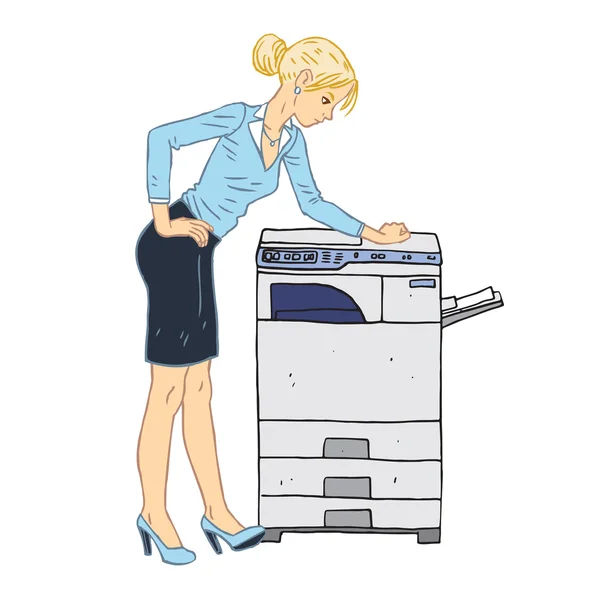 Business woman photocopying in office — Stock Vector