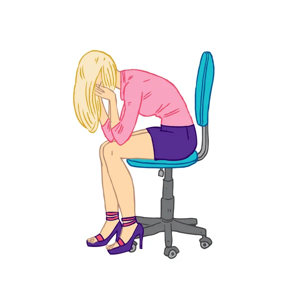 Sad businesswoman in office — Stock Vector