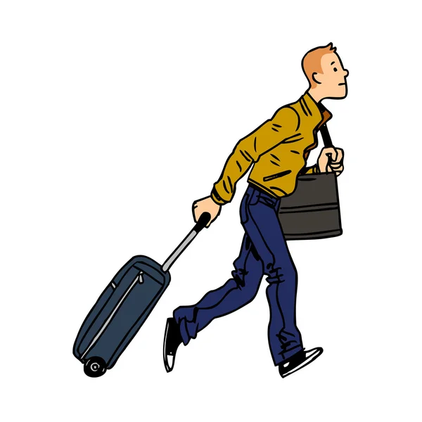 Man passenger with luggage — Stock Vector