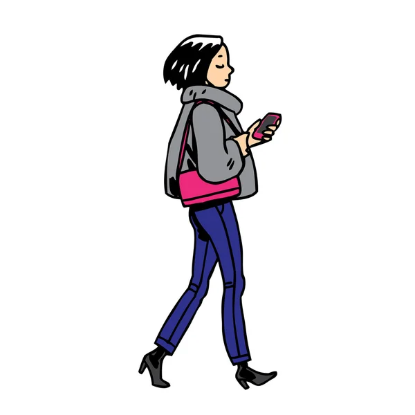 Vrouw passagier met telefoon — Stockvector