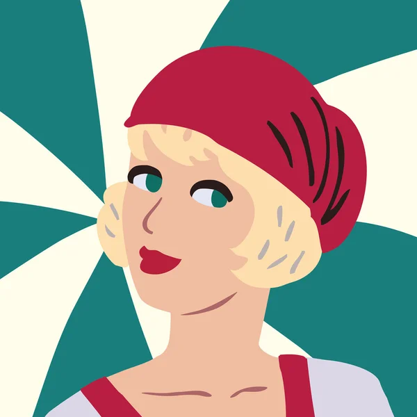 Portret van retro vrouw — Stockvector