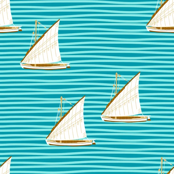 Pattern with sailing boats — Stock Vector