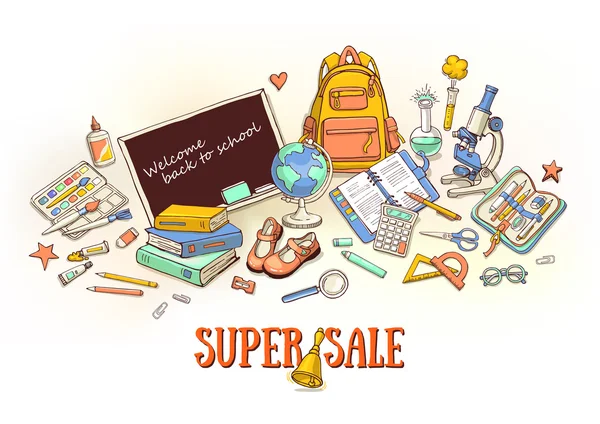 Banner de venta de super escuela — Archivo Imágenes Vectoriales