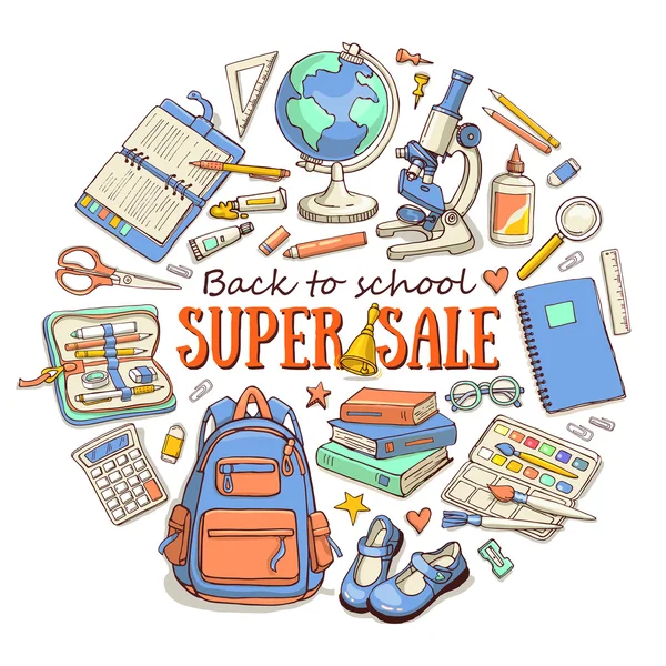 Voltar à composição de venda da escola —  Vetores de Stock