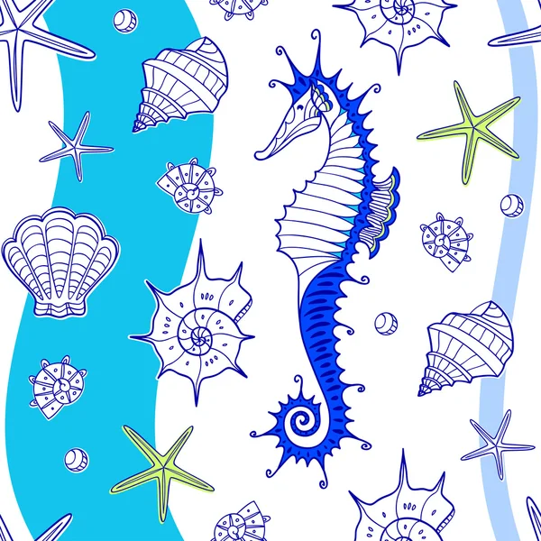 Seamless seahorses pattern — Stock Vector