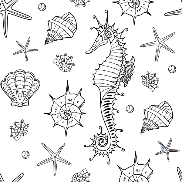 Seamless seahorses pattern — Stock Vector