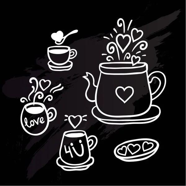 Set of items for tea drink — Stockvector