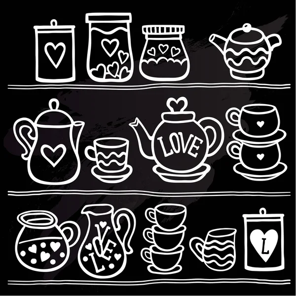 Set of collection for tea drink — Stock Vector