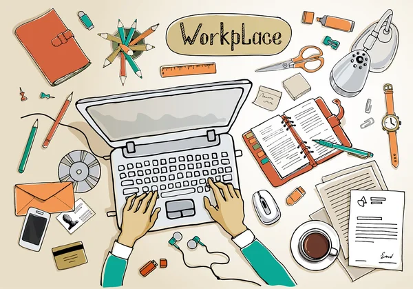 Business office workspace concept — Διανυσματικό Αρχείο