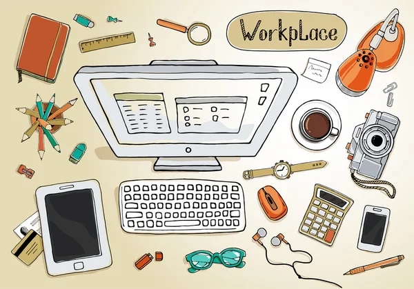 Business office workspace concept — Διανυσματικό Αρχείο