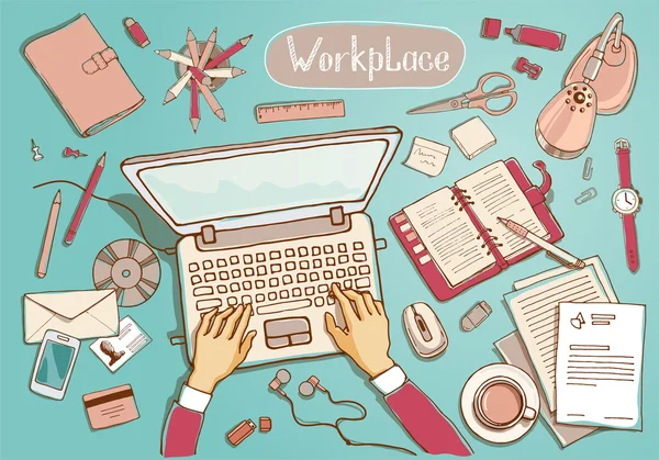 Oficina de negocios concepto de espacio de trabajo — Vector de stock