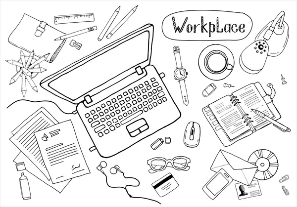 Espace de travail professionnel, concept de lieu de travail — Image vectorielle