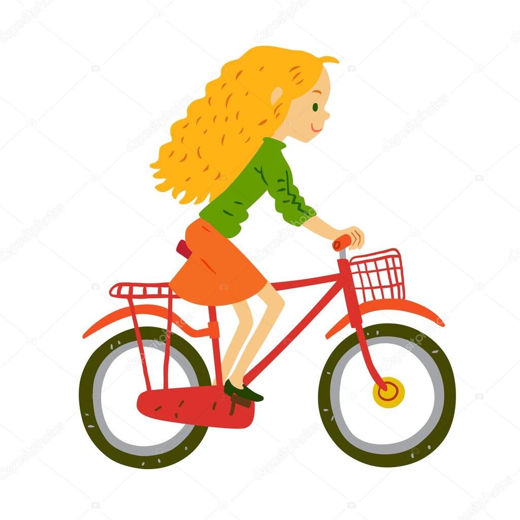 Cartoon girl riding bicycle Stock Vector Image by ©schiva #89620956