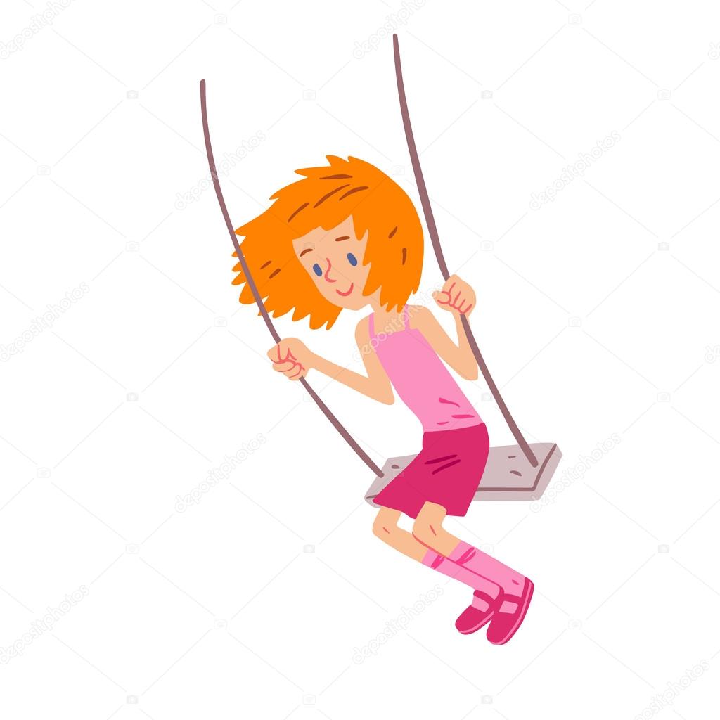 joyful girl on swing