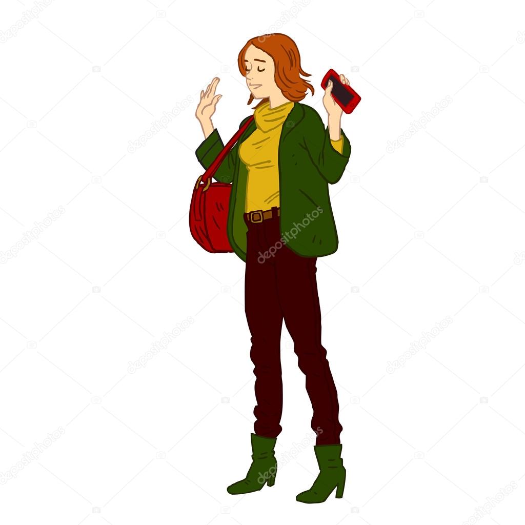 office woman with mobile phone