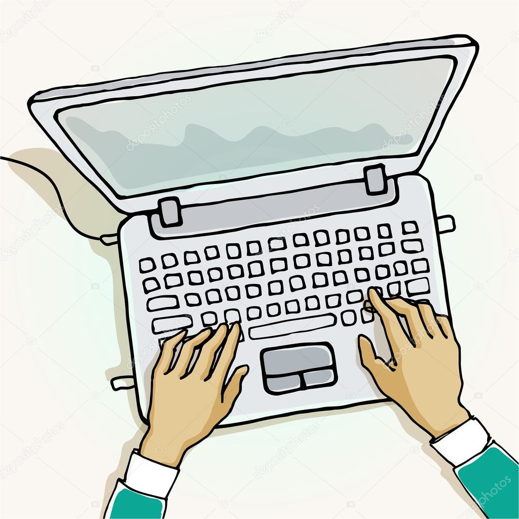 hands on laptop keyboard