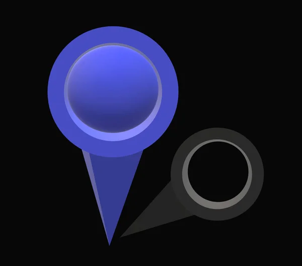 Siyah zemin üzerinde mavi bir harita broşunun 3 boyutlu çizimi.