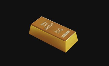 Siyah arka plana yerleştirilmiş bir altın çubuğun yakın plan görüntüsü.